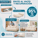 Sofá Moderno de 3 Puestos Empacado al Vacío con Espuma 32D Triturada (210x90x75cm). Color blanco.