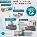 Sofá Moderno de 3 Puestos Empacado al Vacío con Espuma 32D Triturada (210x90x75cm). Color Gris.
