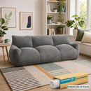 Sofá Moderno de 3 Puestos Empacado al Vacío con Espuma 32D Triturada (210x90x75cm). Color Gris.