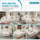 Sofá Modular de 3 Puestos Empacado al Vacío (271x96x63cm). Espuma 32D de Alta Densidad con Resortes y Fundas Removibles. Color Blanco.