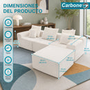 Sofá Modular de 3 Puestos Empacado al Vacío (271x96x63cm). Espuma 32D de Alta Densidad con Resortes y Fundas Removibles. Color Blanco.