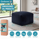 Ottoman Empacado al Vacío con Espuma 32D de Alta Densidad (65x48x27cm). Puff reposapiés. Color azul oscuro.