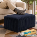 Ottoman Empacado al Vacío con Espuma 32D de Alta Densidad (65x48x27cm). Puff reposapiés. Color azul oscuro.