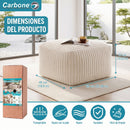 Ottoman Empacado al Vacío con Espuma 32D de Alta Densidad (65x48x27cm). Puff reposapiés. Color Blanco.