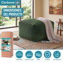 Ottoman Empacado al Vacío con Espuma 32D de Alta Densidad (65x48x27cm). Puff reposapiés. Color verde.