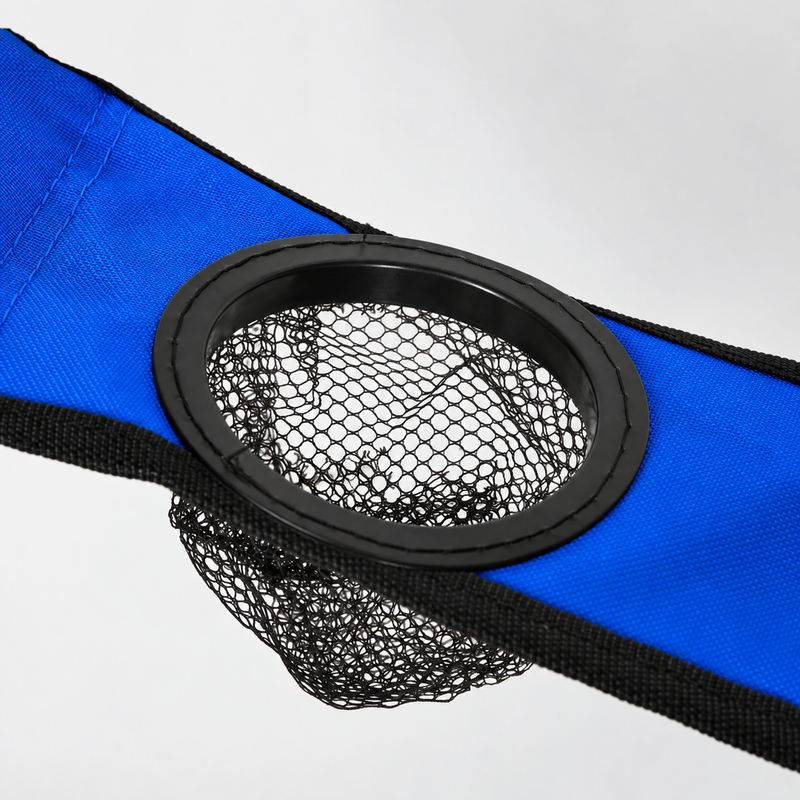 Silla Plegable Color Azul de 52x52x127cm con Portavasos y Techo Tela Oxford y Soportes de Acero. Ideal para camping, playera y jardín.