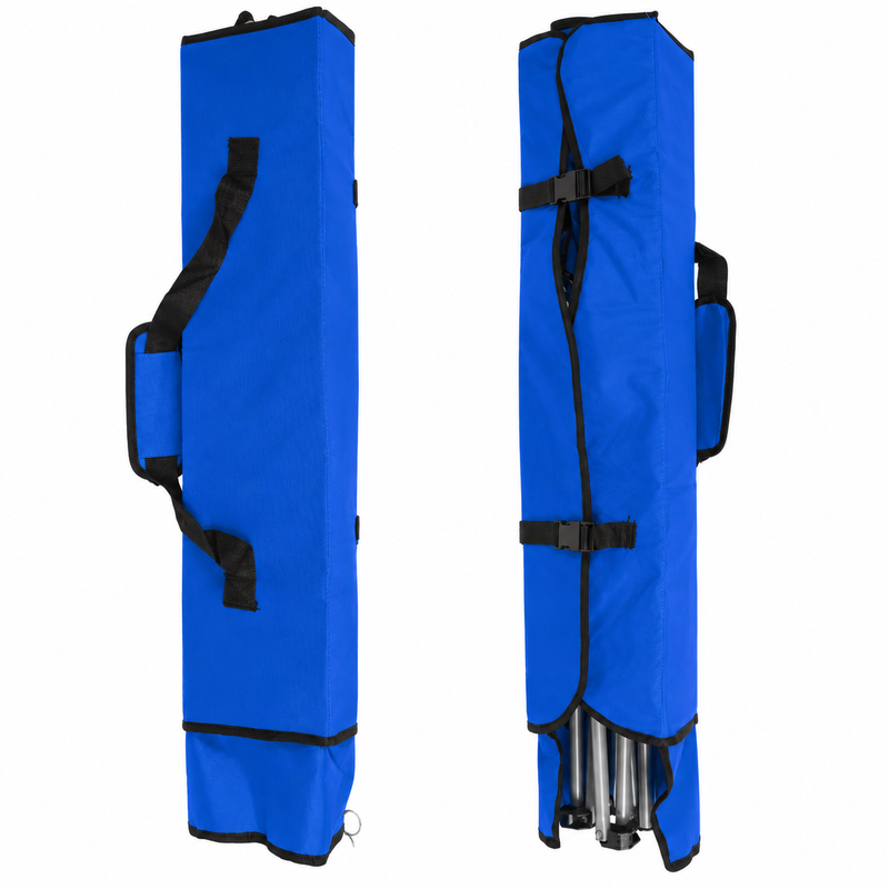Silla Plegable Color Azul de 52x52x127cm con Portavasos y Techo Tela Oxford y Soportes de Acero. Ideal para camping, playera y jardín.