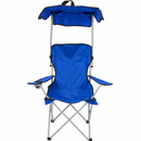 Silla Plegable Color Azul de 52x52x127cm con Portavasos y Techo Tela Oxford y Soportes de Acero. Ideal para camping, playera y jardín.