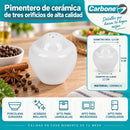 Salero Pimentero de Cerámica con 3 Orificios. Especiero de Mesa para Sal, Pimienta y Condimentos (unidad).