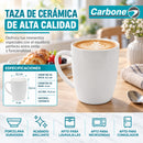 Taza de Cerámica con Asa (330ml). Diseño Clásico para Café, Té, Chocolate y Bebidas Calientes.