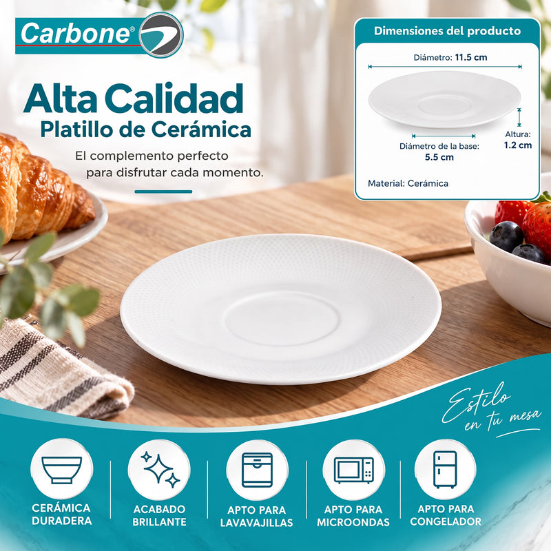 Plato de Cerámica 4.5" (11.5cm). Diseño pequeño para Tazas, Postres, Aperitivos y Acompañamientos.