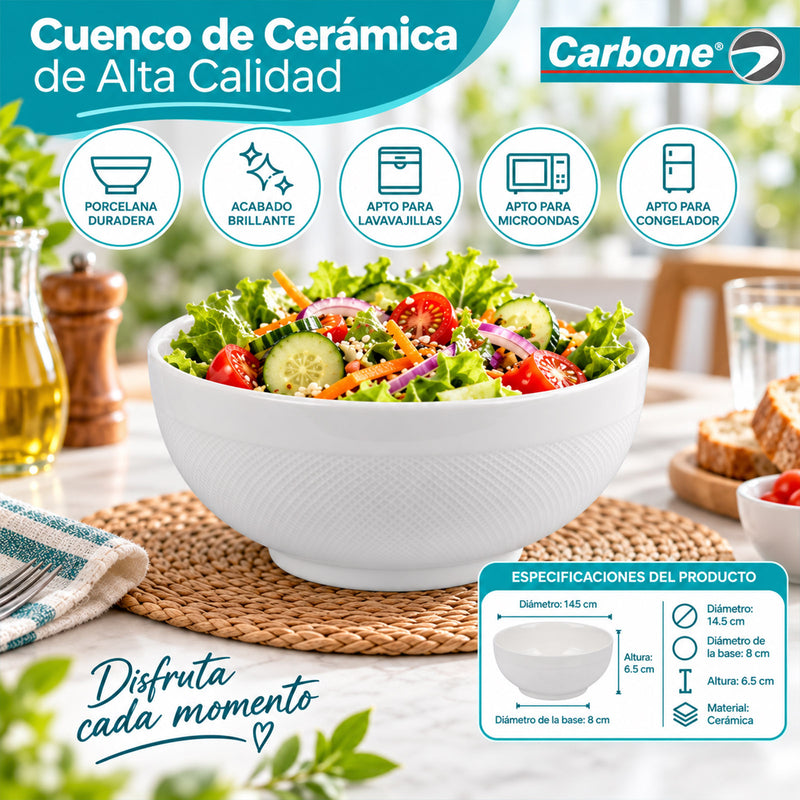 Bowl de Cerámica de 5.7" (14.6cm). Tazón para Sopas, Cereales, Ensaladas, Postres y Acompañamientos.
