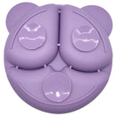 Plato De Silicona Para Bebé Con Divisiones + Set De Alimentación Completo Con Babero Recolector, Tazón, Vaso Con Pajilla Y Cubiertos (6 Piezas). Color morado.