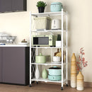 Estante Organizador plegable Con Ruedas (Color blanco). Estantería metálica. Repisas Para Almacenamiento Plegable Con 5 Niveles 160x71x38Cm.