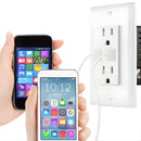 Tomacorriente Doble De Pared 15AMP Con USB Dual 5V 3.1A. Enchufe Con Cargador Para Dispositivos Electrónicos. Protección TR A Prueba De Manipulación KU-15T3.