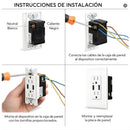 Tomacorriente Doble De Pared 15AMP Con USB Dual 5V 3.1A. Enchufe Con Cargador Para Dispositivos Electrónicos. Protección TR A Prueba De Manipulación KU-15T3.