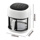 Freidora De Aire Digital De Vidrio 4.5L Con Pantalla Táctil. Air Fryer 1350W Con Circulación De Aire 360°. Color Blanco.