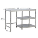 Mesa De Trabajo De Acero Inoxidable 100x40x80cm. Mesa Industrial Con 2 Niveles De Almacenamiento. Estación De Cocina Profesional.