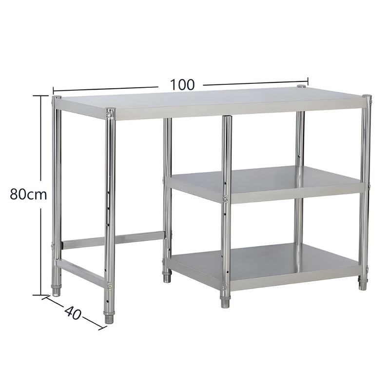 Mesa De Trabajo De Acero Inoxidable 100x40x80cm. Mesa Industrial Con 2 Niveles De Almacenamiento. Estación De Cocina Profesional.
