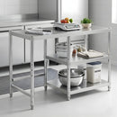 Mesa De Trabajo De Acero Inoxidable 100x40x80cm. Mesa Industrial Con 2 Niveles De Almacenamiento. Estación De Cocina Profesional.