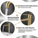 Llave De Lavamanos Individual. Grifo De Lavabo Color dorado. Pluma. Modelo alto (28.5cm). Incluye dos mangueras flexibles de 60cm.