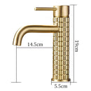 Llave De Lavamanos Individual. Grifo De Lavabo Color dorado. Pluma. Modelo Bajo (19cm). Incluye dos mangueras flexibles de 60cm.