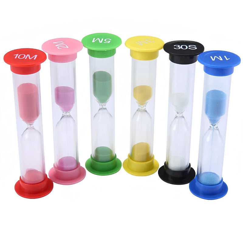 Reloj De Arena Temporizador. Set 6 Piezas (30 seg A 10 Min). Cronómetro Visual Para Niños, Cocina, Estudio Y Productividad.