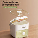 Hielera para 48 Cubitos de Hielo con Tapa, Contenedor y Sistema de Presión.Doble Capa Y Pinzas. Color Blanco.