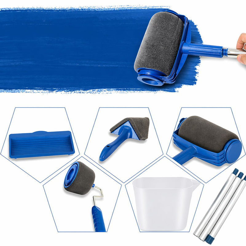 Rodillos De Pintura Recargables. Set de 7 Piezas. Sistema Antigoteo Para Pintar Paredes. Incluye Bandeja, Aplicador De Esquinas, Vaso Medidor y extensión.