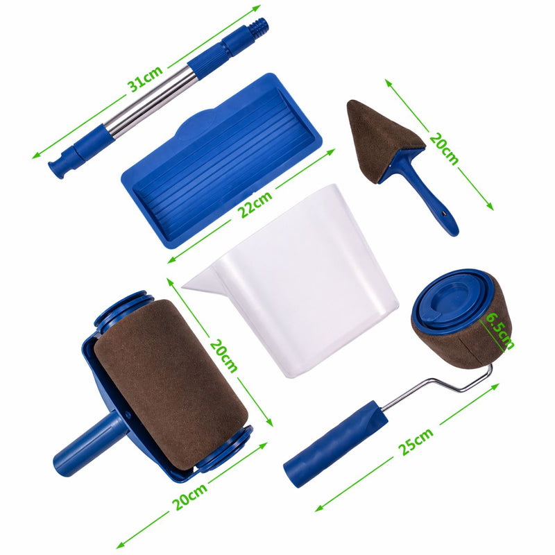 Rodillos De Pintura Recargables. Set de 7 Piezas. Sistema Antigoteo Para Pintar Paredes. Incluye Bandeja, Aplicador De Esquinas, Vaso Medidor y extensión.