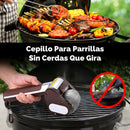 Cepillo eléctrico para barbacoa sin cerdas. Limpiador de parrilla inalámbrico recargable. Cepillo giratorio para asador. Color chocolate.