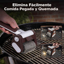Cepillo eléctrico para barbacoa sin cerdas. Limpiador de parrilla inalámbrico recargable. Cepillo giratorio para asador. Color chocolate.