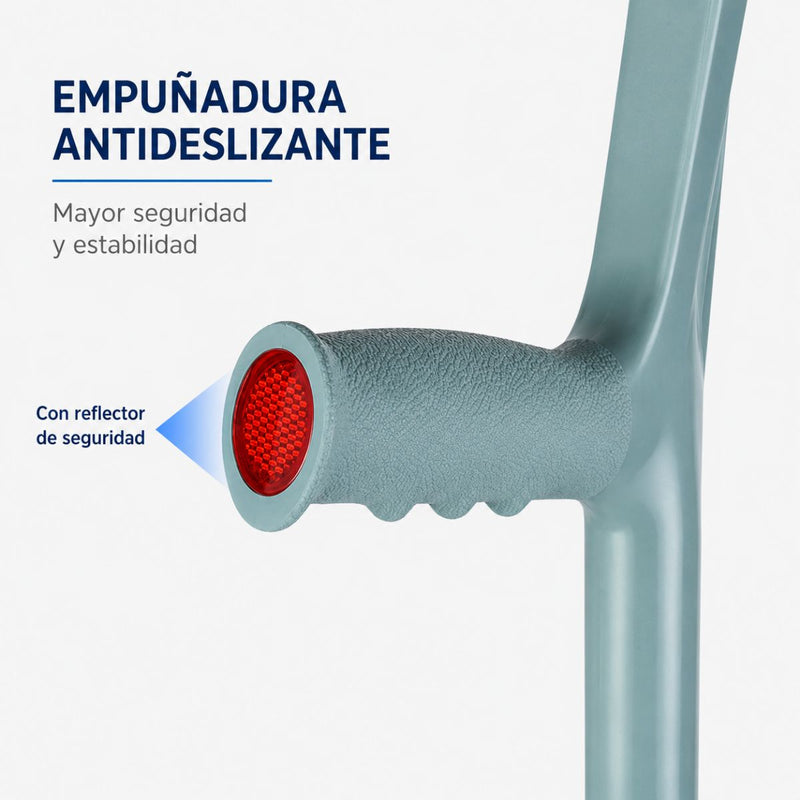 Bastón para adulto mayor Muleta Auxilar de Aluminio Ajustable para Rehabilitación y Apoyo al Caminar con Reflector (88-109.5cm)