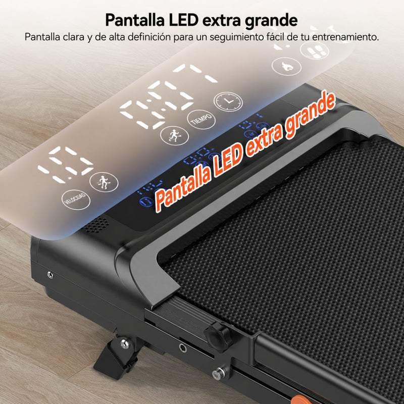 Caminadora eléctrica Cinta de Correr Plegable con Bluetooth 8KM, Motor 1.5HP. con Velocidad 1-8km/h y Baranda Manual Negra (48x110x99cm)