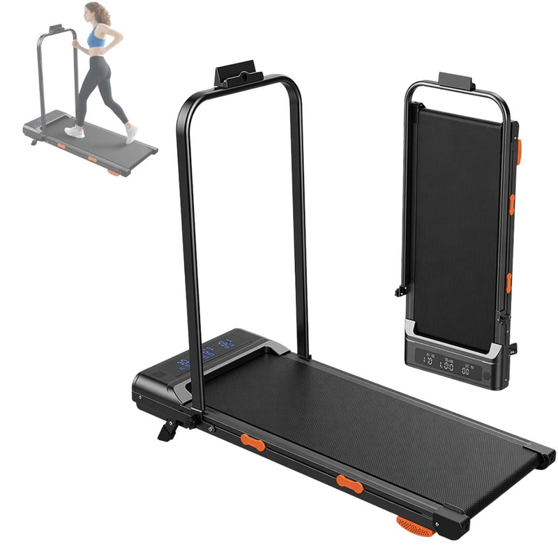 Caminadora eléctrica Cinta de Correr Plegable con Bluetooth 8KM, Motor 1.5HP. con Velocidad 1-8km/h y Baranda Manual Negra (48x110x99cm)