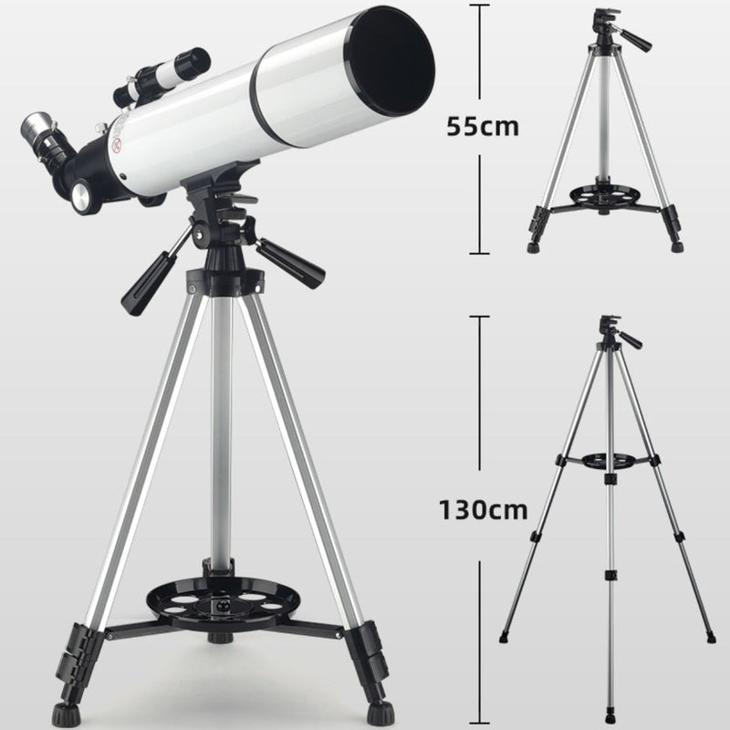 Telescopio Astronómico 80mm Distancia Focal 600mm de Alta Potencia con Trípode Ajustable, Lentes 6mm 10mm 25mm y Barlow 3X, Pantalla HD WiFi con  Filtro Solar y Lunar