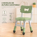 Mesa Infantil Ajustable con 2 Sillas para Niños con Altura Ajustable. Set Escritorio para Niños HDPE Ergonómico Multifuncional Antideslizante (80x60cm) Color Verde