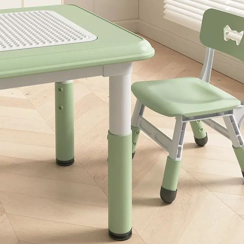 Mesa Infantil Ajustable con 2 Sillas para Niños con Altura Ajustable. Set Escritorio para Niños HDPE Ergonómico Multifuncional Antideslizante (80x60cm) Color Verde