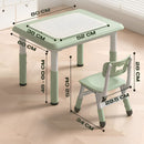 Mesa Infantil Ajustable con 2 Sillas para Niños con Altura Ajustable. Set Escritorio para Niños HDPE Ergonómico Multifuncional Antideslizante (80x60cm) Color Verde