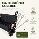 Carro Plegable de Carga con Ruedas Todo Terreno 150 Kg con Función silla Sofá. Estructura de Acero Resistente. Tela Oxford, Ruedas PVC y Asa Ajustable. Color Negro