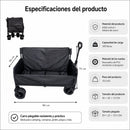 Carro Plegable de Carga con Ruedas Todo Terreno 150 Kg con Función silla Sofá. Estructura de Acero Resistente. Tela Oxford, Ruedas PVC y Asa Ajustable. Color Negro