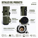 Encendedor Soplete Butano 1300°C Ajustable y Antiviento con Cabezal Flexible. Lighter con Seguro de Bloqueo para Camping Cocina BBQ. Color Verde Militar