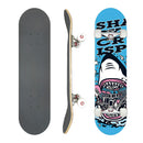 Patineta Skateboard Completa 31” Maple/Arce AAAA ABEC-7 con Ruedas PU 95A y Base Aluminio Skate Pro. Diseño Tiburón