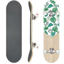 Patineta Skateboard Completa 31” Maple/Arce AAAA ABEC-7 con Ruedas PU 95A y Base Aluminio Skate Pro. Diseño Estampado Hojas Verdes