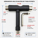 Llave T Skate para Patineta Longboard Scooter BMX. Herramienta Multifuncional 8 10 13 14 mm con Llave Allen y Destornillador