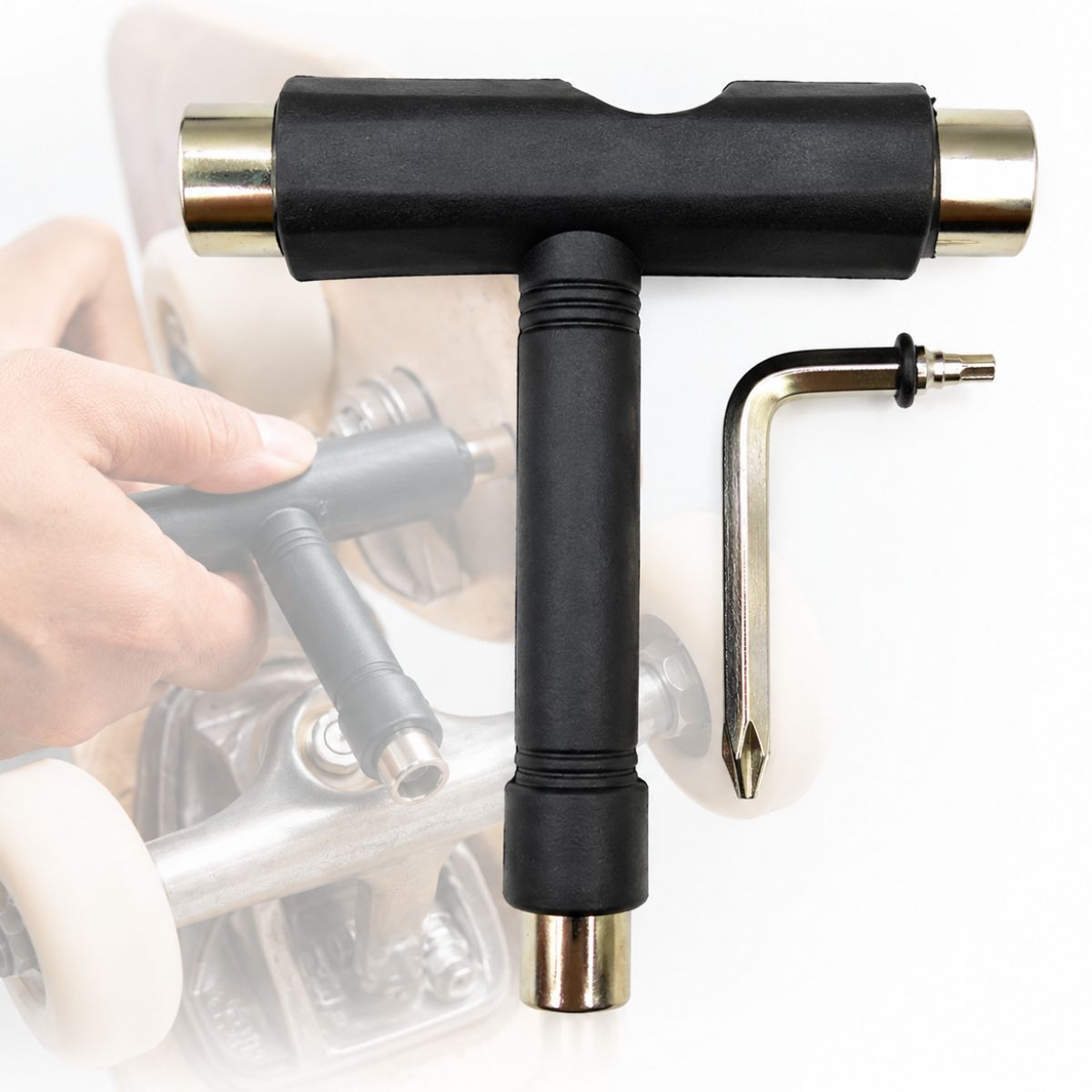 Llave T Skate para Patineta Longboard Scooter BMX. Herramienta Multifuncional 8 10 13 14 mm con Llave Allen y Destornillador