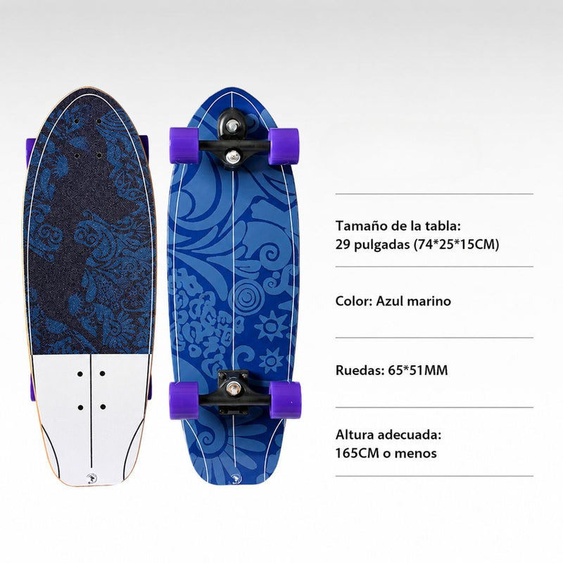 Patieneta  Surfskate 29” Maple Ruso 7 Capas Ruedas PU LED 65x51MM. Tabla Carving Cruiser Skate (74x25cm) Longboard