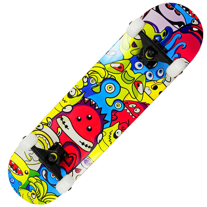 Patineta Skateboard Profesional 31” 7 Capas Maple 5A con Ruedas 95A y Base Aluminio para Niños y Adultos