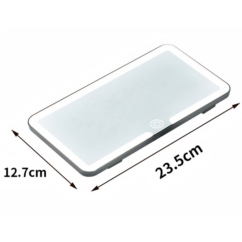 Espejo de maquillaje LED para Visera de Carro Touch Recargable USB Tipo C. Espejo  Portátil Luz Blanca y Cálida (23.5x12.7cm)
