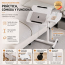 Mesa Auxiliar Plegable para Cama, Sofá y Laptop con Ruedas. Mesita Multifuncional con Altura Ajustable. Blanca (40+20x40cm)